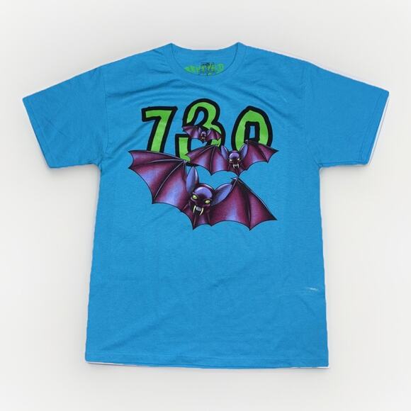 Asspizza Yu-Gi-Oh! Revived Bats T-Shirt Blue Large 21x29 Streetwear Designer Tee - Picture 1 of 4